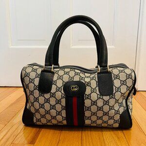 Vintage GUCCI Navy SPEEDY Handbag Designer 70’s Purse Tote Bag Fashion